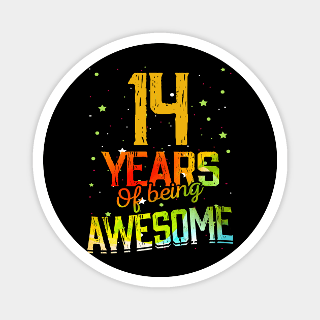 14th Anniversary Gift Vintage Retro 14 Years Of Being Awesome Gifts Funny 14 Years Birthday Men Women Magnet by nzbworld